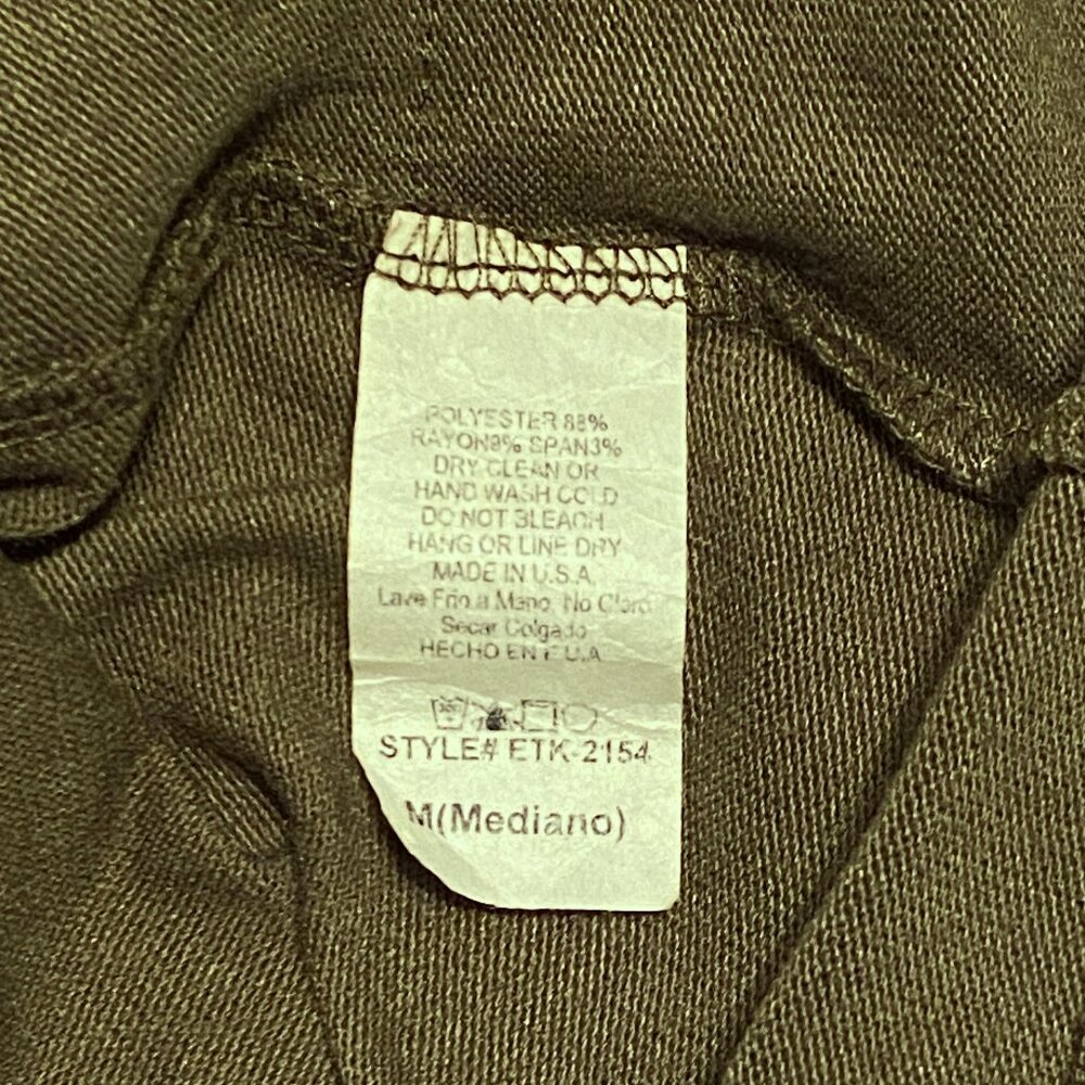 Emerald Olive Green Knit Cowl Neck Tunic Long Sleeve Button Back Patch Pockets M - Picture 12 of 12